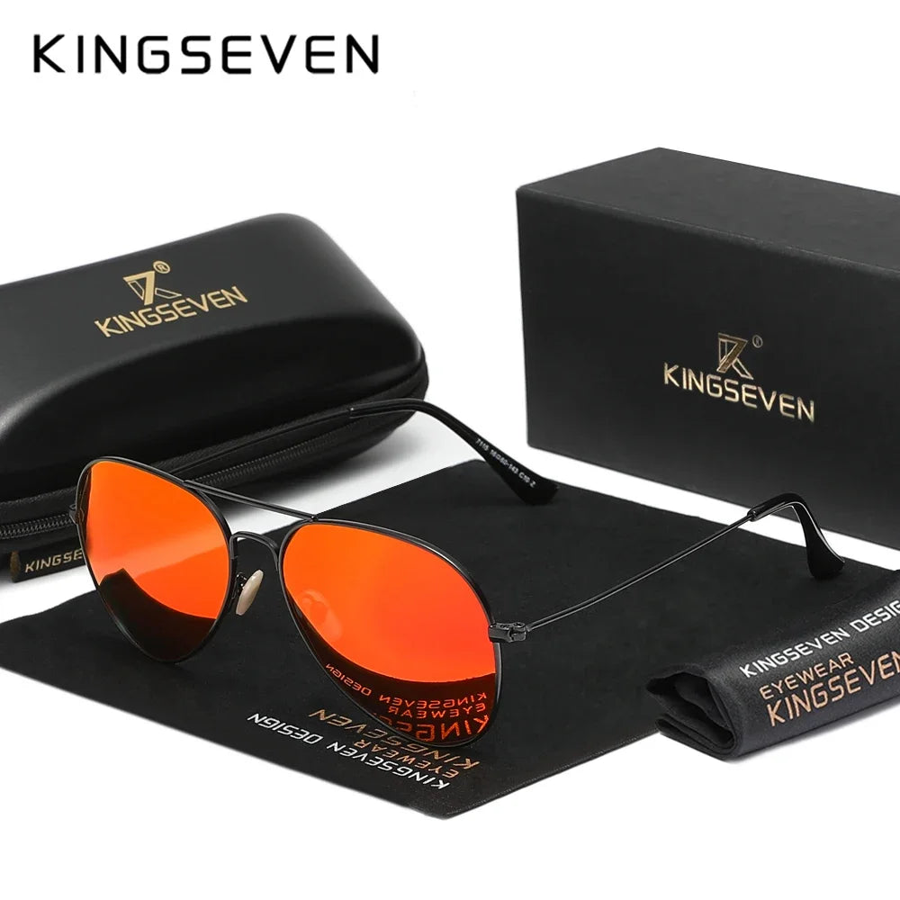 KINGSEVEN 7115 Pilot Polarized Sunglasses – Alloy Frame, Mirror, UV400, Unisex