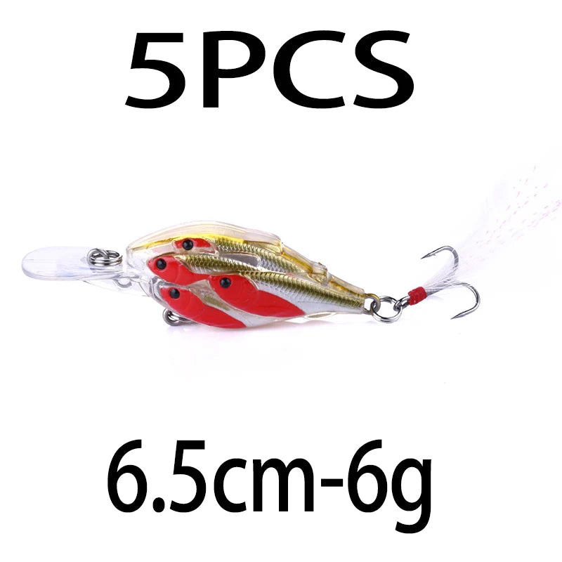 75mm 9g Floating Crankbait Fishing Lure – Swimbait Wobbler with Rattle &amp; 3D Eyes