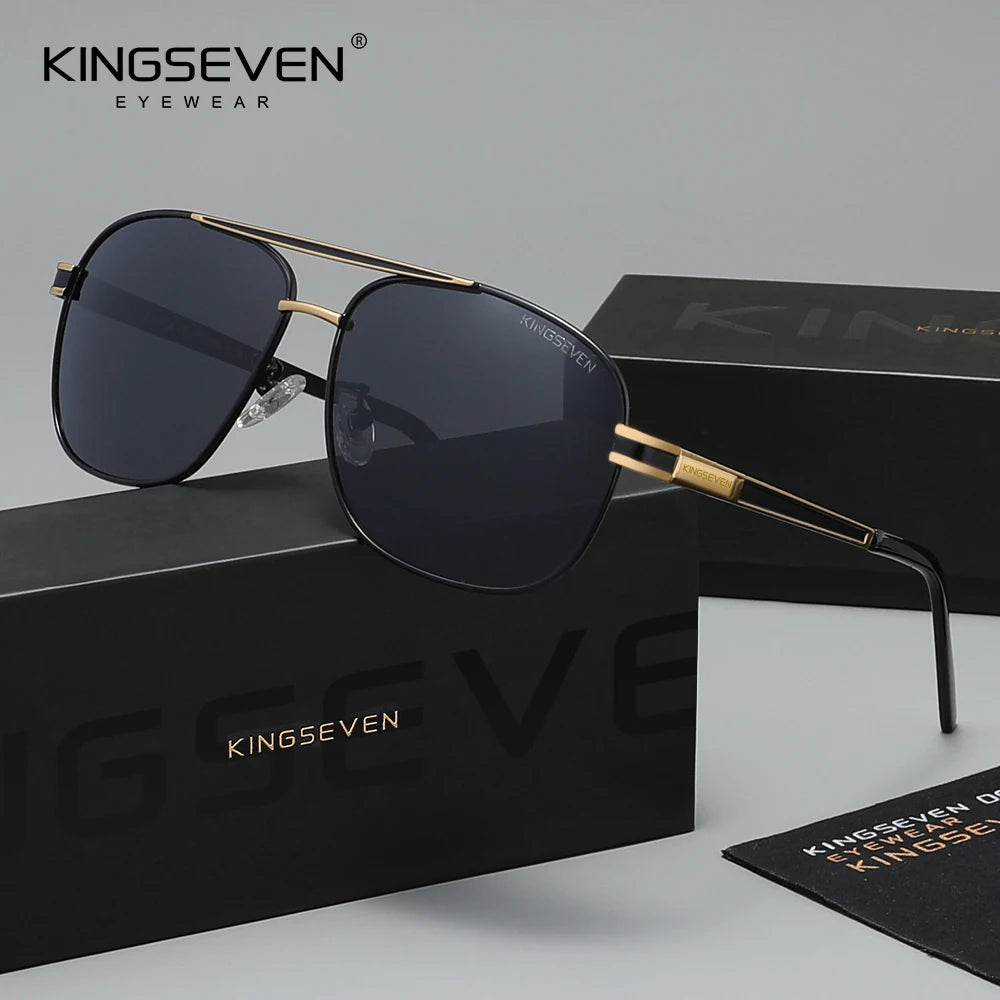 KINGSEVEN 738 Polarized Square Sunglasses – Stainless Steel Frame, UV400, Unisex