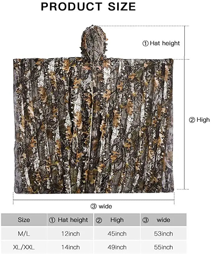 Tactical Hunting Poncho Camouflage Field Jacket – Tree Camo, L &amp; XXL