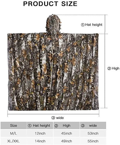 Tactical Hunting Poncho Camouflage Field Jacket – Tree Camo, L &amp; XXL