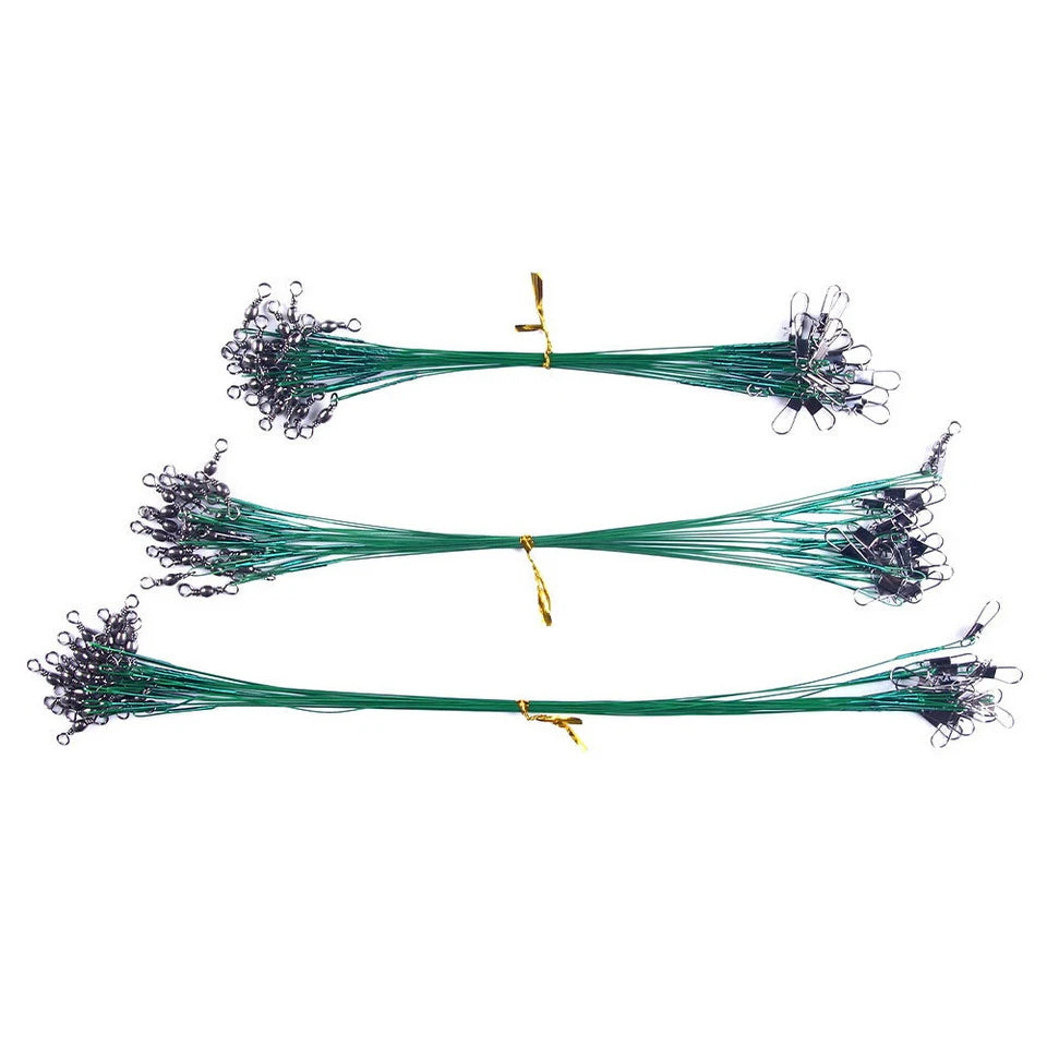 Anti Bite Steel Fishing Line Steel Wire Leader With Swivel Fishing ,  Leash Fishing Wire 15cm 20cm  30cm