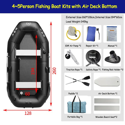 Professional Boat Raft Inflatable Set Dinghy Rowing Boats for Adults Kayak Canoe Fishing Tear-Resistant Foldable Drifting Boat