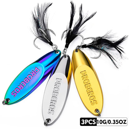 3pc Metal Sequin Spoon Lure Set – Long Cast Swimbait with Bevel Sequins &amp; Strengthened Hooks (3g–60g)