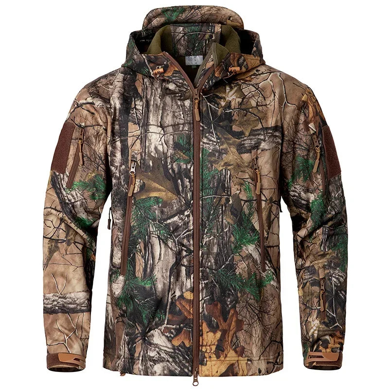 Men’s Silent Camouflage Hunting Jacket – Waterproof Soft Shell Tactical Coat
