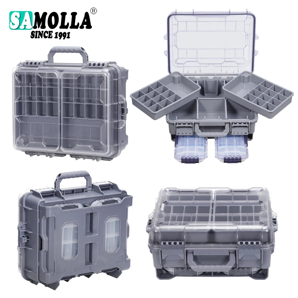 Large Capacity Waterproof Fishing Tackle Box – Hard Shell | Multi-Compartment | Portable | Fishing &amp; Camping