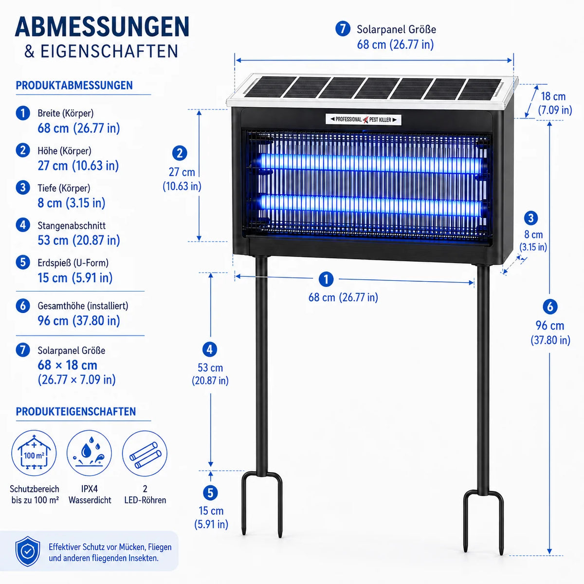 JOYINLED Solar Bug Zapper – Outdoor Waterproof Mosquito Killer | 16W, 20W &amp; 40W