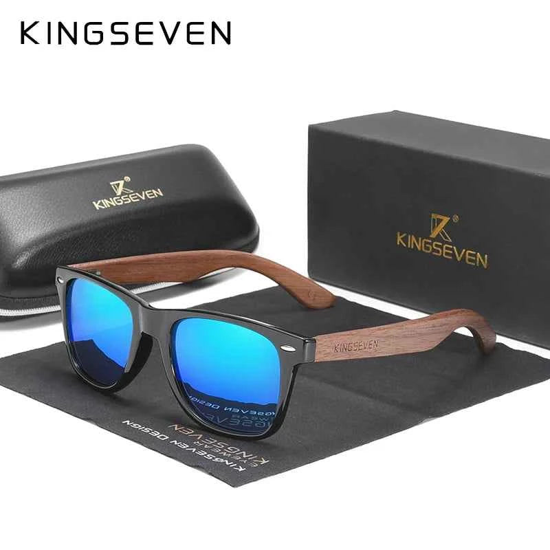 KINGSEVEN W5520 Walnut Wood Polarized Sunglasses – Spliced Frame, Handmade, UV400
