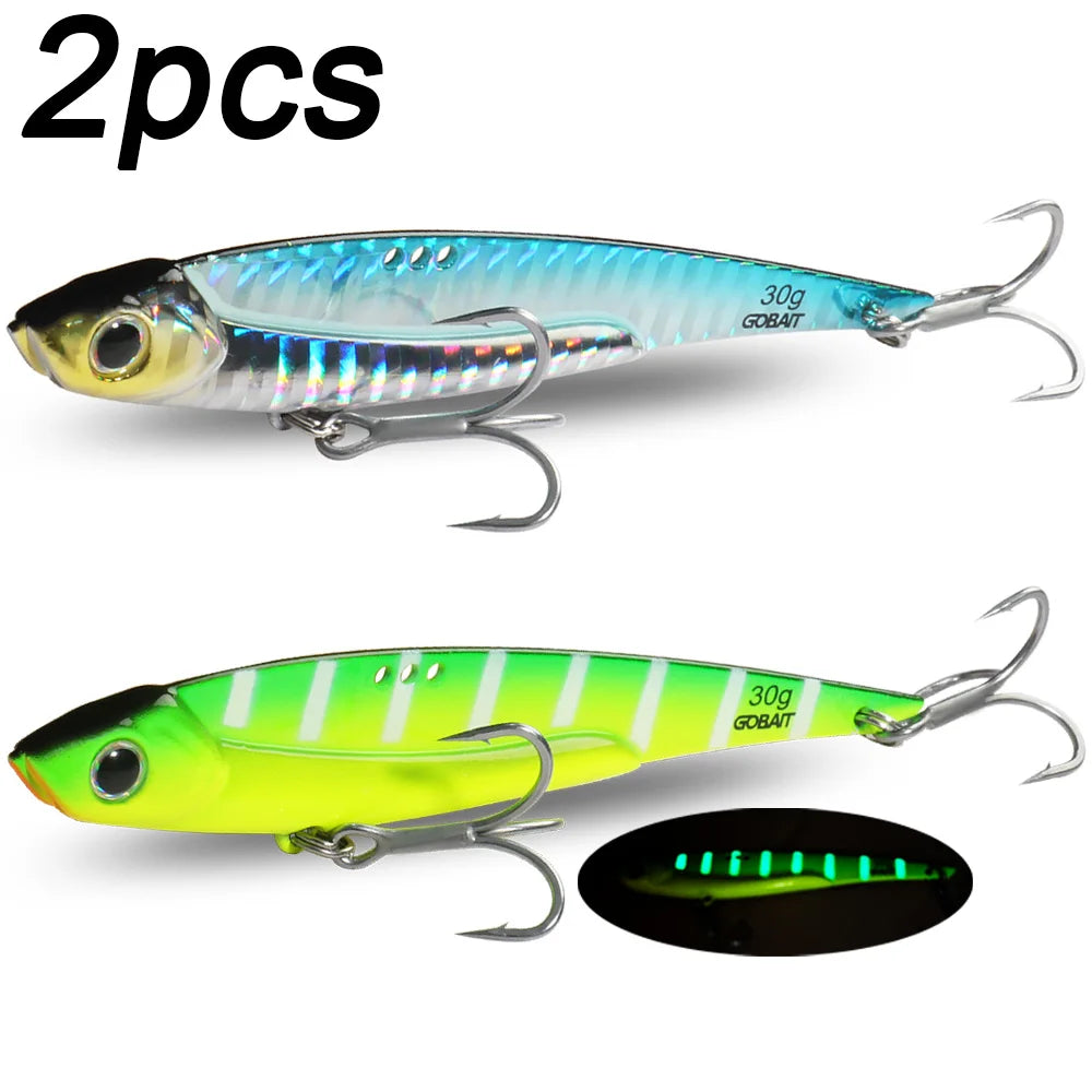 GOBAIT Metal VIB Fishing Lure Kit – 20g, 25g &amp; 30g | Holographic Laser Skin | Treble Hook | Sea, Pike &amp; Bass