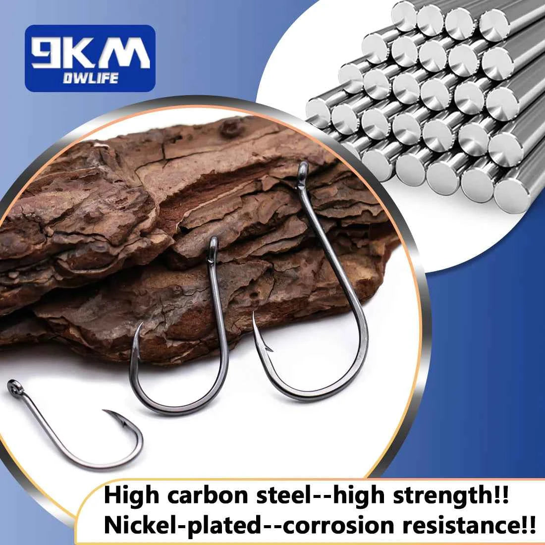 High Carbon Steel Circle Hooks – Barbed | Reversed Point | 17 Sizes | 50 &amp; 100 Pack | Freshwater &amp; Saltwater