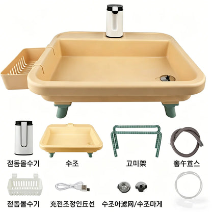 Portable Folding Camping Sink – Outdoor Wash Basin &amp; Water Station | Short &amp; High, Yellow &amp; White