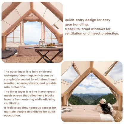 PAKICETUS Inflatable Camping Tent – 4-8 Person Portable 4-Season Waterproof Tent with Windows