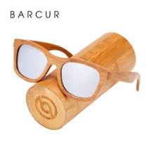 BARCUR Retro Square Bamboo Wood Polarized Sunglasses – UV400 Handmade