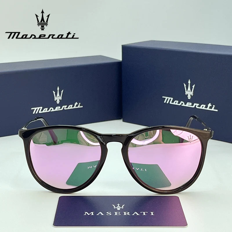 MASERATI 901801 Polarized Mirror Round Sunglasses – TR-90 Frame, UV400, Unisex