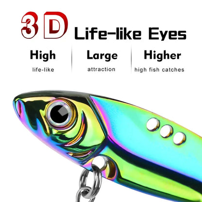 3-Piece Metal VIB Fishing Lure Set – Sinking Spinner Spoon Blade | 7g–25g | Treble Hook | Pike, Carp &amp; Sea Fishing