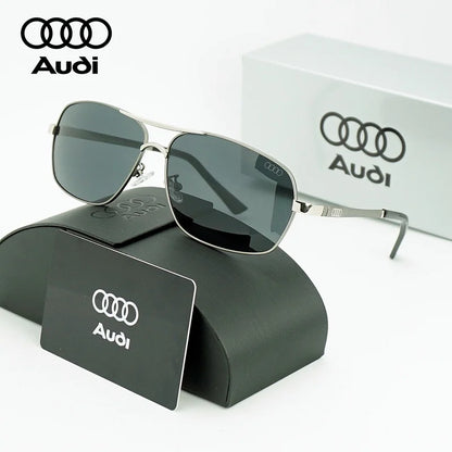 Audi Polarized Sunglasses – Unisex UV400 Square Aviator Alloy Frame Business &amp; Driving Shades