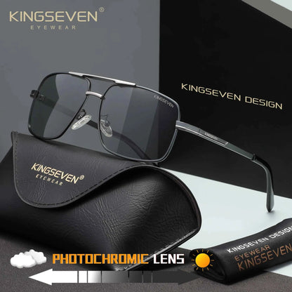 KINGSEVEN 7891 Polarized Sunglasses – Stainless Steel, Photochromic, UV400, Unisex