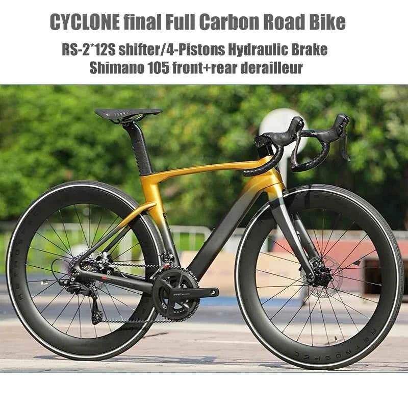 TWITTER New CYCLONE RS-24S shift+105 derailleur carbon road bike 4-pistons oil disc brake racing bicycle 700*28C for men womem
