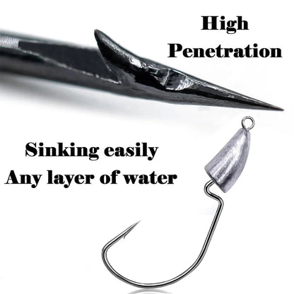 10PCS Metal Jig Head Worm Hook 3.5g 5g 7g 10g 20g Weight Crank Fishhook Gear Sinker Pesca for Soft Lure Texas Rig Fishing Tackle