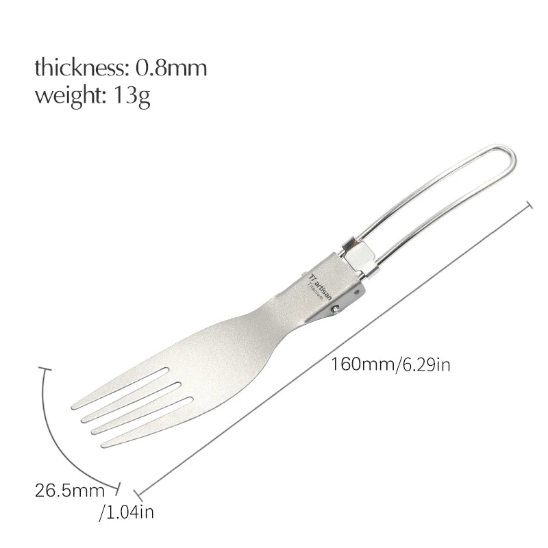 Tiartisan Titanium Foldable Cutlery Set - Portable Fork Spoon Knife for Outdoor Camping Hiking