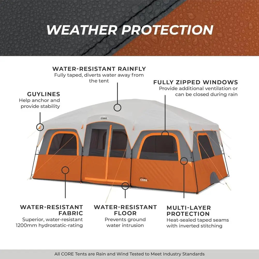 Spacious Multi-Room Cabin Tent for 10-12 People: Ideal for Family Camping and Outdoor Excursions