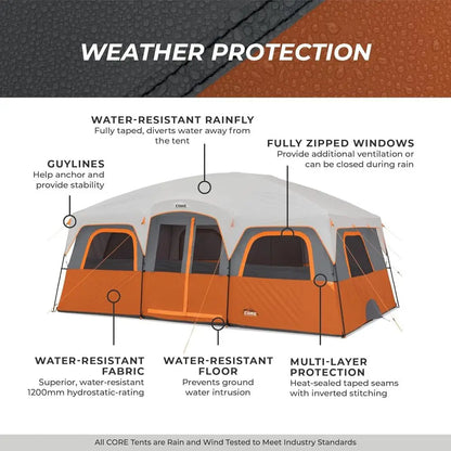 Spacious Multi-Room Cabin Tent for 10-12 People: Ideal for Family Camping and Outdoor Excursions