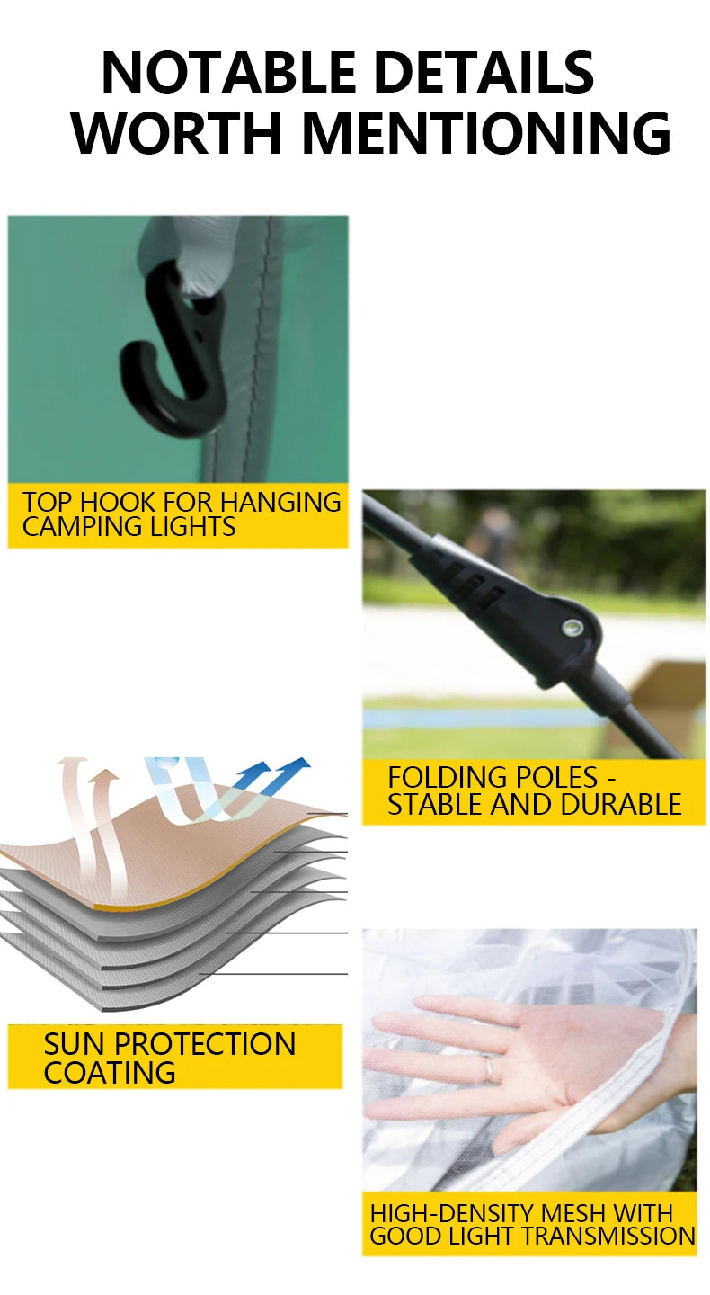 1 Green Camping Tent Outdoor Portable Foldable Overnight Fully Automatic Thickened Beach Indoor Quick-Open