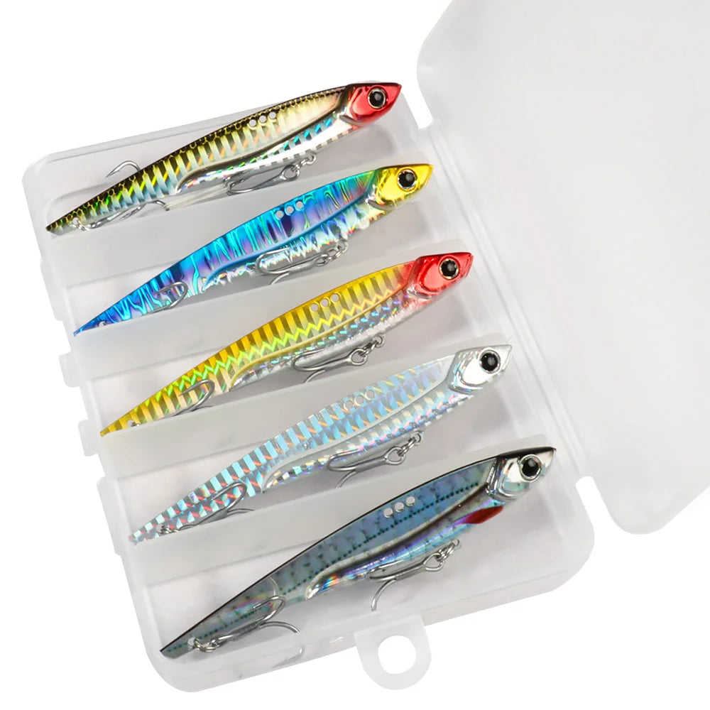 GOBAIT Metal VIB Fishing Lure Kit – 20g, 25g &amp; 30g | Holographic Laser Skin | Treble Hook | Sea, Pike &amp; Bass