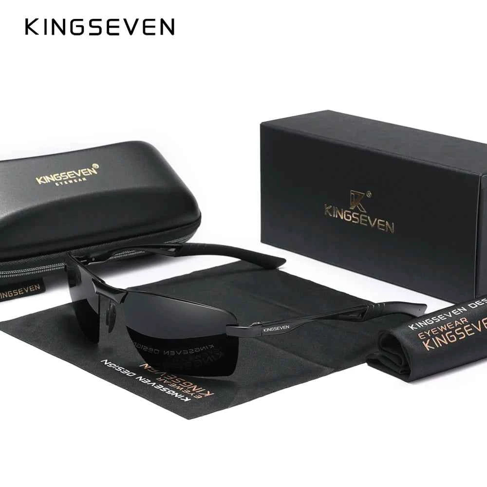 KINGSEVEN 7241 Rimless Polarized Sunglasses – Aluminum Frame, UV400, Men