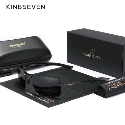 KINGSEVEN 7241 Rimless Polarized Sunglasses – Aluminum Frame, UV400, Men