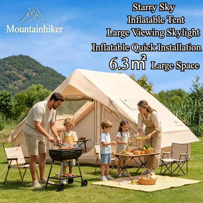 MOUNTAINHIKER Inflatable Camping Tent – 3-4 Person Starry Sky Design | 4-Season Windproof Family Tent