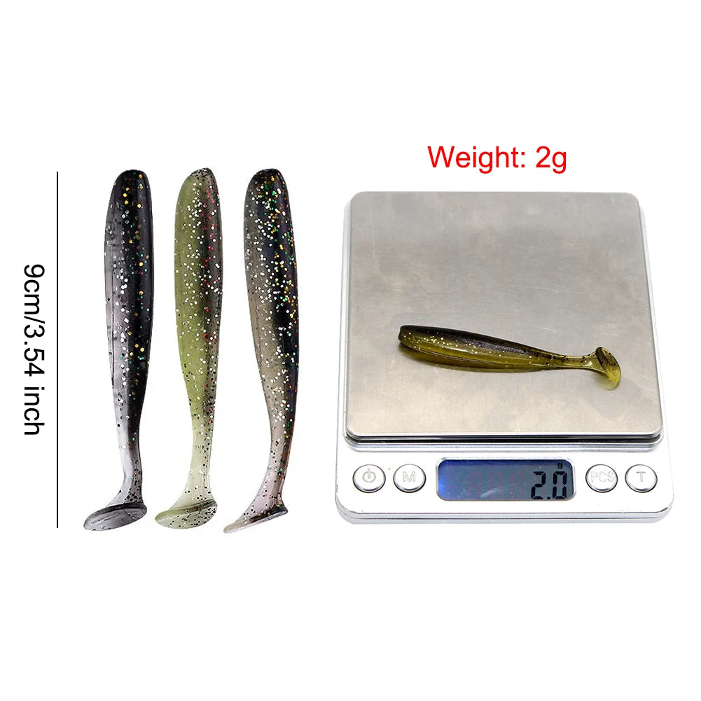 T-Tail Soft Swimbaits 10-Pack – 90mm Paddle Tail Worm, PVC, Bass &amp; Trout, Freshwater &amp; Saltwater
