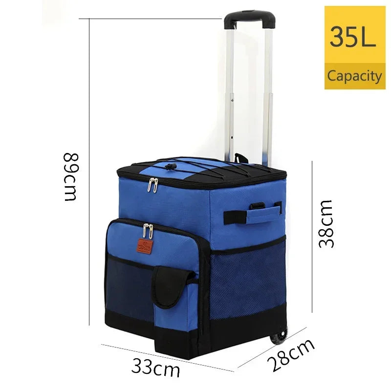 43L Rolling Cooler Bag with Removable Wheels &amp; Handle – Insulated Portable Cooler for Camping, Beach &amp; Travel