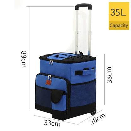 43L Rolling Cooler Bag with Removable Wheels &amp; Handle – Insulated Portable Cooler for Camping, Beach &amp; Travel