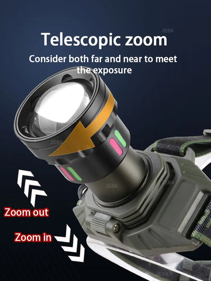 1000000LM Powerful Headlamp 800W Led Sensor Head Flashlight Long Range Headlight 18650 Rechargeable Head Lantern Fishing Camping