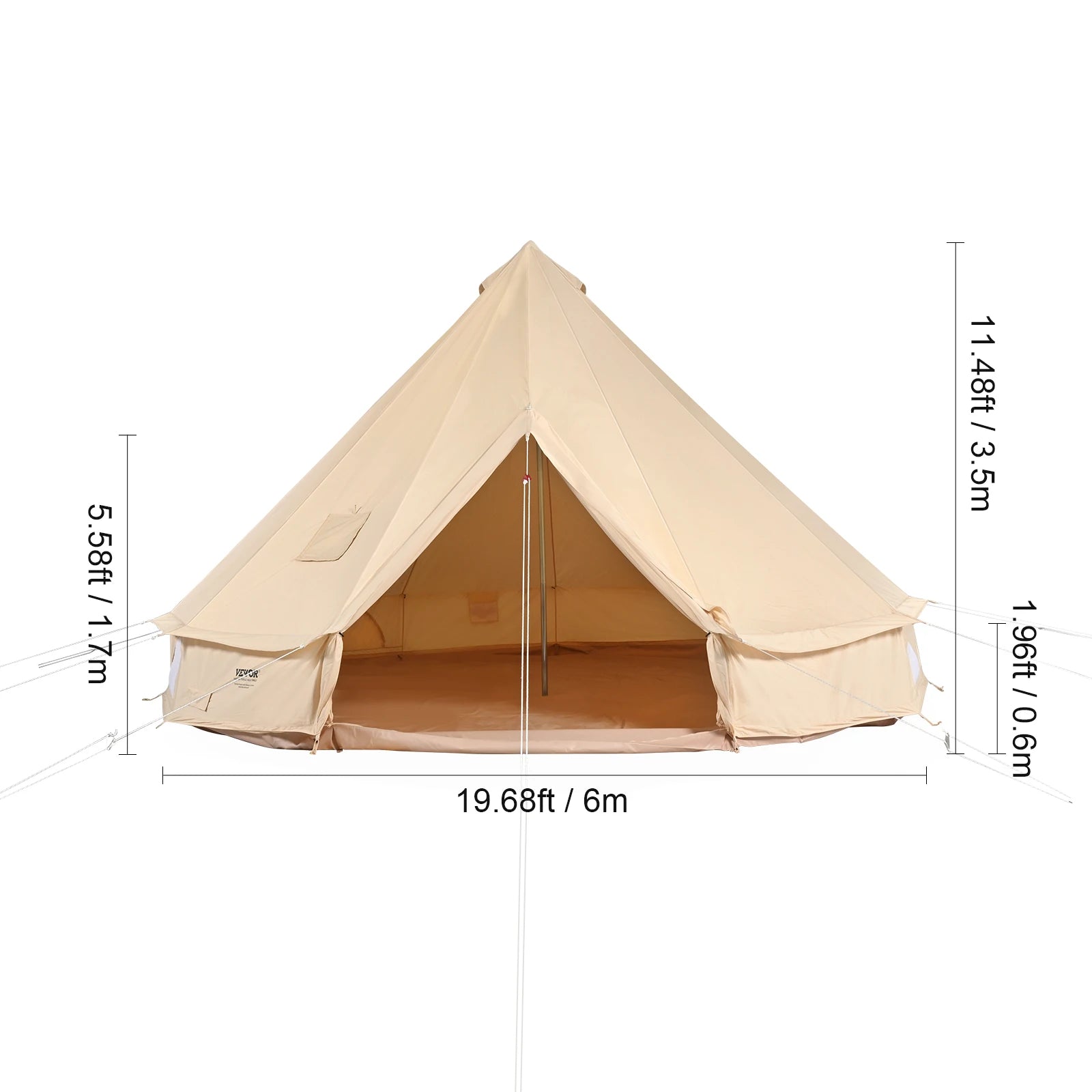 SucceBuy Canvas Bell Tent – 4-Season TC Cotton | Stove Jack | 3m to 7m | Up to 8 People