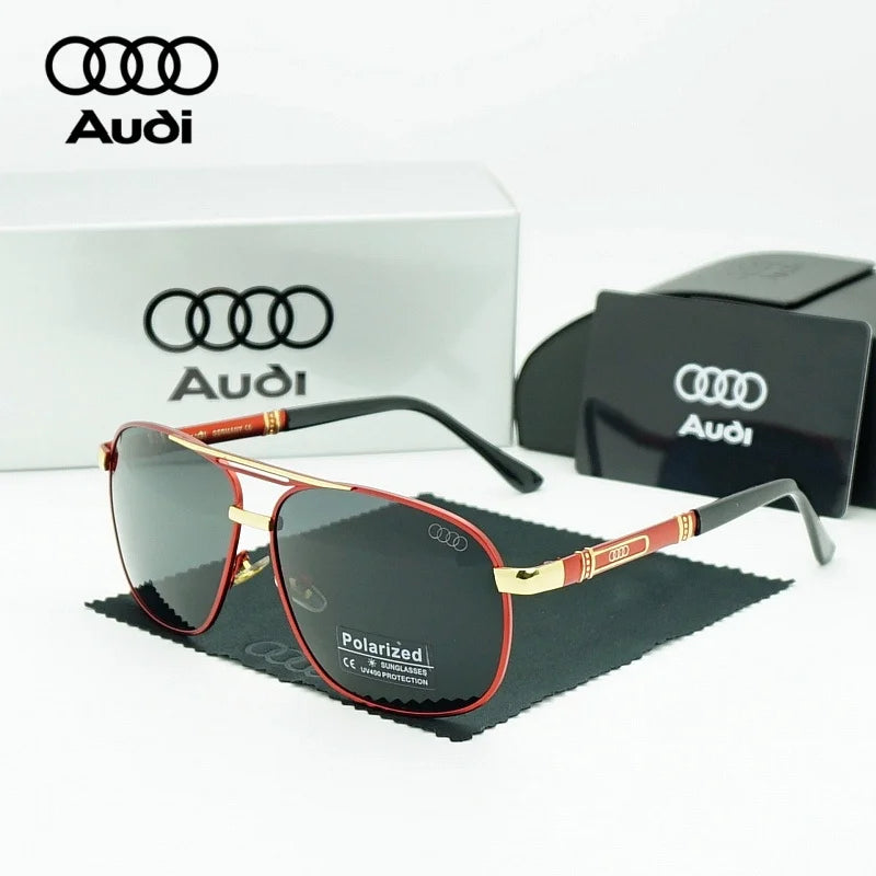 Audi Polarized Sunglasses – Unisex UV400 Square Aviator Alloy Frame Business &amp; Driving Shades