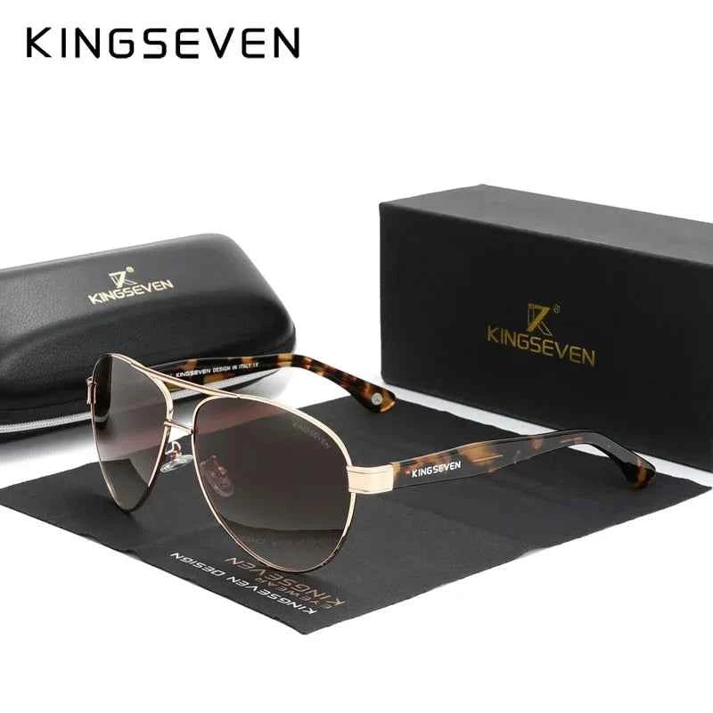 KINGSEVEN 7777 Polarized Pilot Sunglasses – Stainless Steel Frame, UV400, Unisex