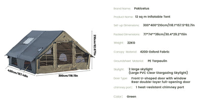 PAKICETUS Inflatable Camping Tent – 4-8 Person Portable 4-Season Waterproof Tent with Windows