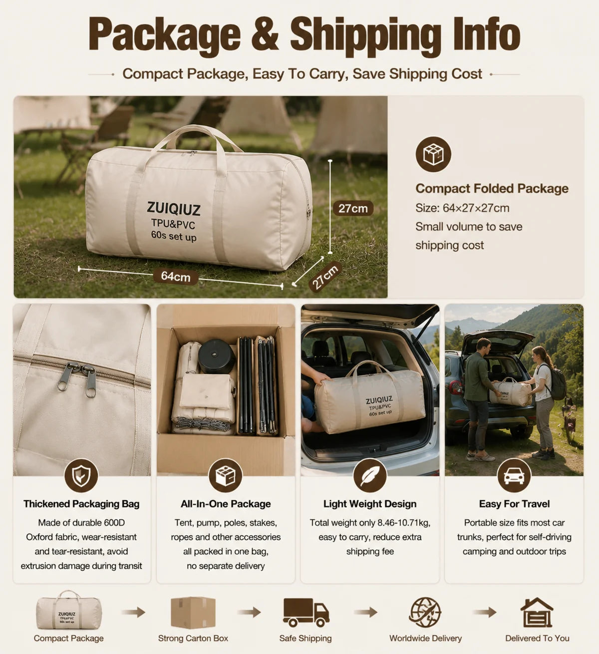 Portable Inflatable Camping Tent with Air Pump – Waterproof Windproof Family Air Tent, 5–8 Person