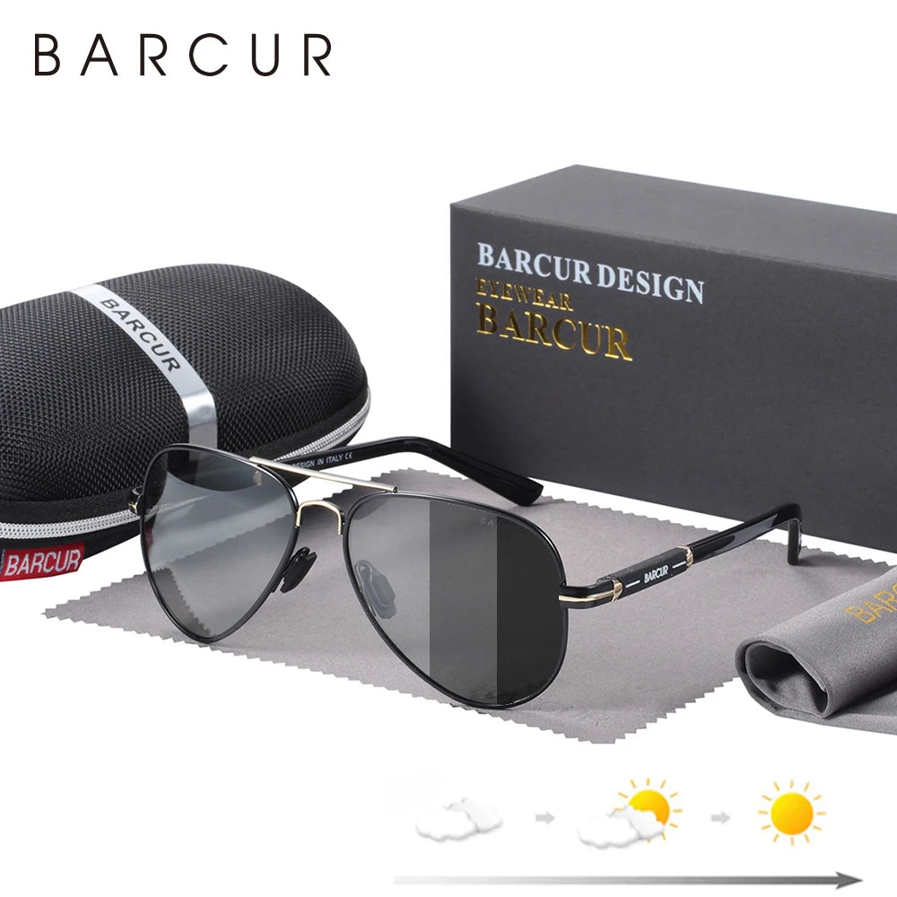 Polarized Pilot Sunglasses UV400 – Stainless Steel Frame, Photochromic &amp; Mirror Lens