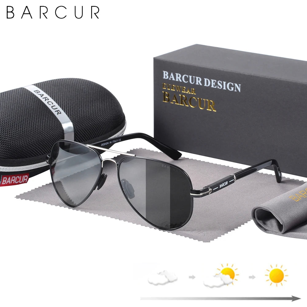 Polarized Pilot Sunglasses UV400 – Stainless Steel Frame, Photochromic &amp; Mirror Lens