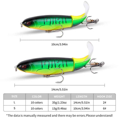 10pcs 1set 35g 14cm Topwater Fishing Lure Kit With Lifelike Swiveling Tail Vibrant Realistic Bait For Freshwater &amp; Saltwater