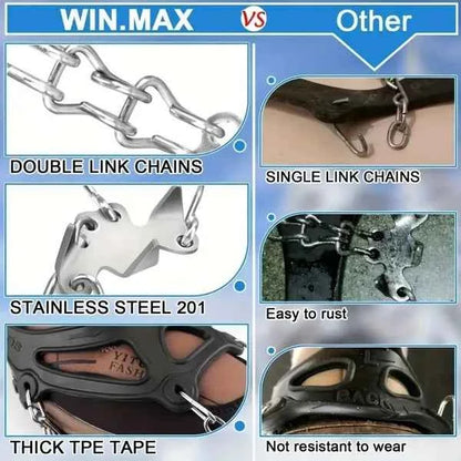 Shoe Ice Claws, Traction Shoe Nails, Ice And Snow Grip Straps With 19 Stainless Steel Nails, Shoe Claws Anti-Slip Boot Nails, Suitable For Walking, Jogging, Mountaineering And Hiking Black