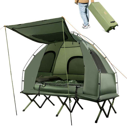 Foldable Outdoor Camping Tent Cot With Air Mattress And Sleeping Bag For Camping, Hiking, Fishing And Other Outdoor Activities