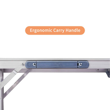 6ft Black Outdoor Folding Table Aluminum Alloy Rectangular 50kg Tri-fold Tabletop