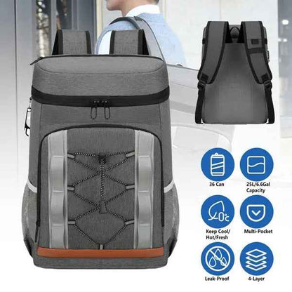 Cooler Backpack 36 Can Leakproof Insulated Cooler Backpack With 25L 6.6Gal For Picnic Camping Beach Hiking Fishing Travel