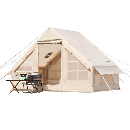 Inflatable Tents For Camping, 3-5 Person Easy Setup Blow Up Tent With Hand Pump, 300D Oxford 4 Season Glamping Tent With Stove Jack 2 Doors &amp; 2 Mesh Windows, Storage Bag Included For Easy Taking