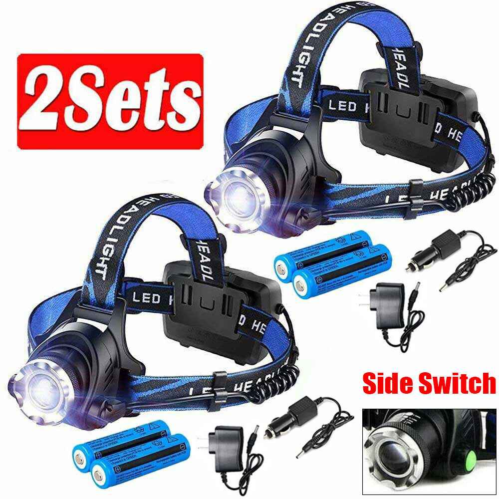 LED Headlamp Rechargeable Head Torch Zoom Headlight Lamp Super Bright Flashlight 3 Modes Work Light
