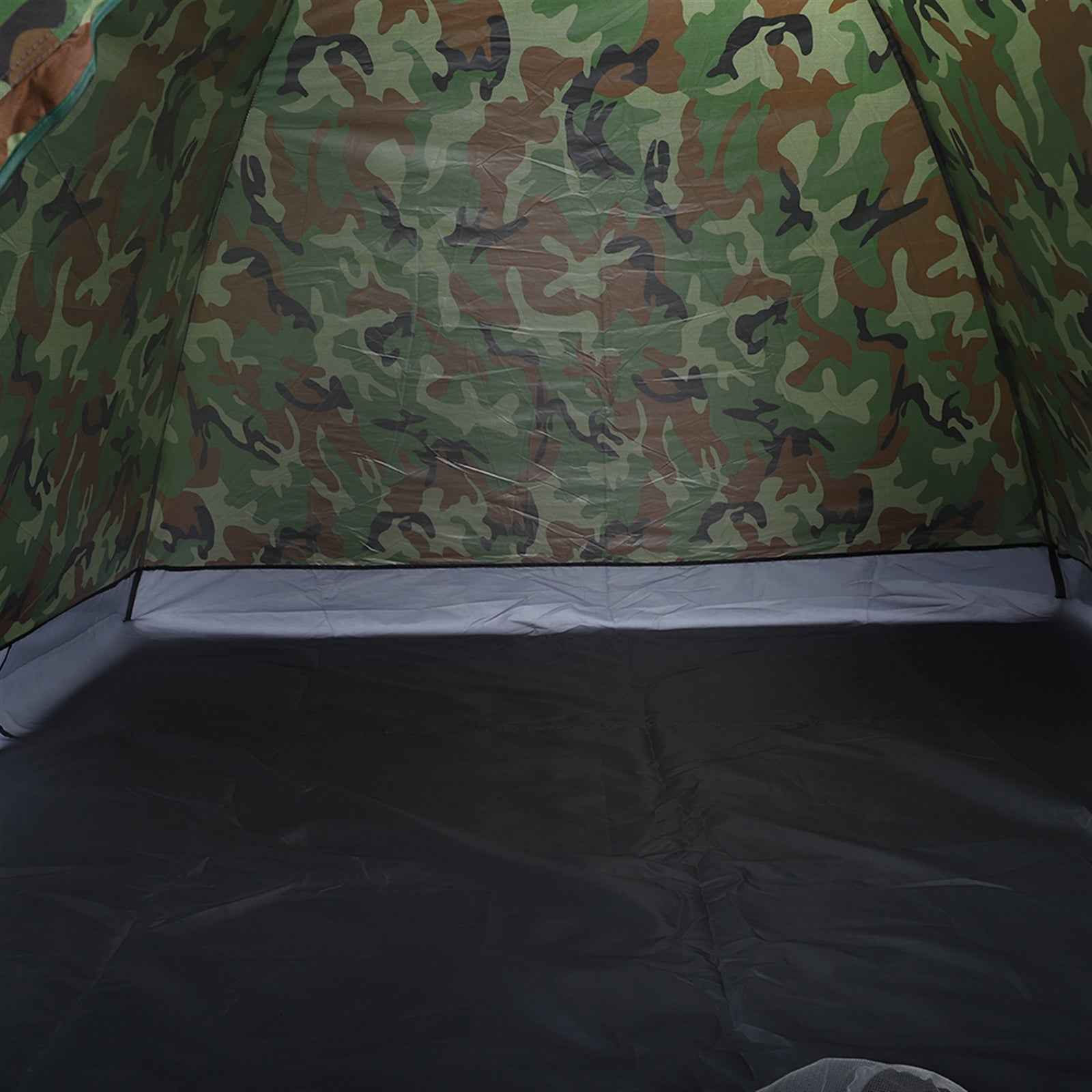 3-4 People Camouflage Portable Camping Tent With Silver Tape And Fiberglass Pole